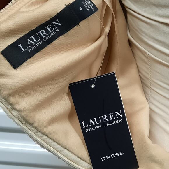 Lauren Ralph Lauren Cocktail Dress Womens Size 4 Off Shoulder Wedding Party - Picture 5 of 12